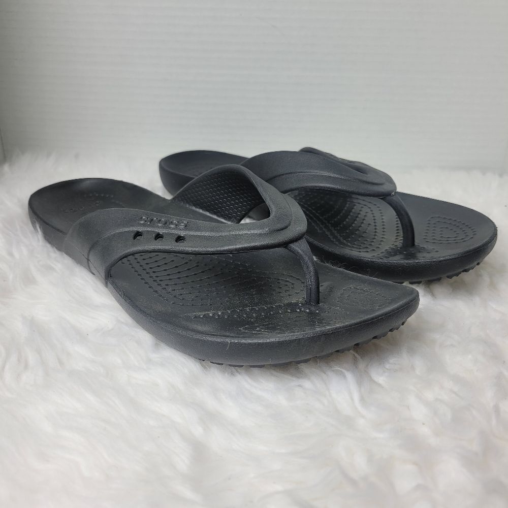 Crocs Kadee II Black Comfort Flip Flops Women Size 10 Sandals Slip On